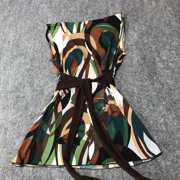 Y2K BCX Top Babydoll Medium Fairy Groovy Drape Twist Retro 60s 70s Brown Indie - Picture 3 of 9